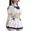 japanese Sexy Student Maid Cosplay Uniform Temptati Women's Erotic Lingerie Costumes Short Tops Miniskirt Schoolgirl Roleplay 27A1#