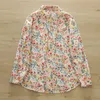Automne coton chemises femmes col rond mignon fleur imprimé hauts à manches longues poche lâche blouses décontractées printemps T38524JM 240328