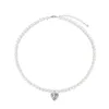 Kedjor över gränsen till europeiska och amerikanska S925 Pure Silver Pearl Love Series Women's Necklace Fashion mångsidig