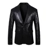 fi Giacca da uomo con paillettes Nero / Oro / Rosso da uomo di lusso monopetto da ballo di fine anno Dr Blazer Cappotti T1PS #