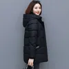 new Snow Wear Hooded Mid Length Down Cott Coat Women's Loose Thickened Warm Parkas Middle Aged Mother Winter Wadded Jacket i3AV#