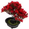 Flores decorativas artificial vaso planta casa plantas falso plástico bonsai árvore realista mesa pequena