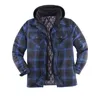 Mens Winter Hooded Shirt Jacket Men's Casual Loose Thicked Warm Harajuku Cott Flanell Plaid Hooded Coat Outdoor Work Outwear K77k#