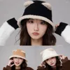 ベレットファッション冬の帽子かわいい熊耳4スタイル暖かいキャップ女性のためのウールバケツ編