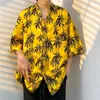 Heren Zomer Casual Bloemenshirt met korte mouwen Fi Veelzijdige knappe tops Hawaiiaans vakantiestrand Los bedrukt overhemdjas k8Xa#