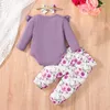 Kläderuppsättningar födda kläder Baby Girl Långärmlig ruffle Romper Pants Set Floral Print Leggings Spädbarn Vinterkläder