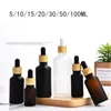 Bottles 5pcs 5/10/15/20/30/50/100ml Dropper Glass Bamboo Cover Liquid For Essential Pipette Refillable
