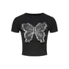 Women's T Shirts Slim-fit Short Blouse Female Summer Butterfly Top Functional Style Girl American Sleeve Feminist Clothes For Women