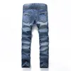 Jeans de flocon de neige de moto à glissière européenne et américaine de haute qualité, plus la taille des ventes directes de nouveaux jeans pour hommes Denim Plus Size L9mN #