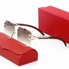 Fashion Mens Designer Square Framegold Plated Rimless Frames Glasses Double Beam Design Wooden Arm Timeless Classic Sunglasses With Box Fast Shipping 10A Gift