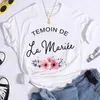 Women's T Shirts Temoin De La Mariee Shirt Floral Garland Bridesmaid Tops Team Bride Wedding Party For Women Bridal Shower Gifts