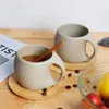 Muggar Creative Coffee Cup Ceramic Pink Tulpan Flower Tea Mugg eftermiddag Cake Plate Assiettes Mariage Kitchen Accessories