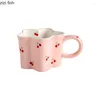 Mugs Creative Irregular Ceramic Cherry Mug High Beauty Latte Coffee Milk Cup Beverage Breakfast Household Water Cups