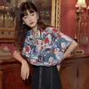 Damesblouses Zomer Vintage shirts Dames Print Retro Cool Los Koreaanse stijl Trendy All-match Chic Ins Chiffon Vrouwelijke Top Blusas