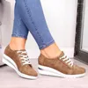 Sapatos de fitness feminino cunha verão outono casual tênis lona respirável plataforma salto tênis feminino apontou toe tenis feminino