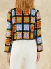 Automne Femmes Vintage Crochet Cardigan Multicolor Jumper Lg Manches Butt Down Floral Pull Tricoté Manteaux Lâches Chandails Chauds G1AO #