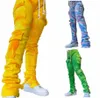 Senhoras empilhadas suor carga calças outono inverno fi multi pock sweatpants mulheres jogger pista lg calças pant 88lo #