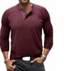 Men jacka snygg rumpa stängning lg hylsa t-shirt andningsbar design Henley t-shirt mångsidig fast färg topp z4mv#