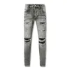 Dżinsy fioletowe designerskie dżinsy High Street Męskie spodnie haftowe damskie gość zbudowany dziura dżinsowa prosta moda streetwear Slim 519