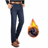 Jeans allungati in pile invernale 190cm-200cm Jeans editi estesi da uomo alti Uomo Lg 120cm Jeans dritti caldi spessi elasticizzati alti t6K1 #