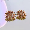 Charme Strass Fleur Boucles D'oreilles pour Femmes Mode Vintage Boucles D'oreilles Tempérament Personnalité Design Sens Déclaration Bijoux Y240328