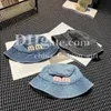 Bucket Denim Fisherman Letter Ball Cap Summer Sun For Men Women Street Simple Casual Travel Sunscreen Hat