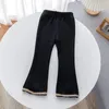 Trousers Kids Girls Black Flare 2024 Arrival Children Casual Silm Fit Pants Spring Autumn Cute Clothing Korean Style