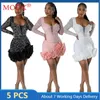 Robes décontractées 5pcs articles en vrac en gros lots robe pour femmes vêtements à manches longues col carré diamants perles robes sexy y2k m13150