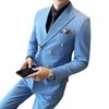 Kurtki+kamizelka+spodnie męskie garnitury/koreański styl ślubny Dr 3-częściowy zestaw/Man luksusowe blezery spodni 4xl B0YA#