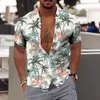 men Hawaiian Shirt Cocut Tree Print Aloha Shirt Collar Butt Short Sleeve Male Clothes Beach Casual Vacati Blouse Tops E4vV#