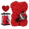Fleurs décoratives ours ours fleur éternel Cub dans la boîte transparente 9.45 pouce cadeau romantique pour sa fenêtre de décoration de la Saint-Valentin faite à la main