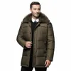 2024 Vinter Men Windproect Down Jacket Coats Mens Warm White Duck Down Hooded Jacket LG Parkas förtjockad överrock Male C1KF#