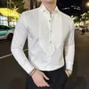 n Iring Organ Pleats Shirt для мужчин 2023 Осень Lg рукав повседневные рубашки Busin Dr Рубашки для социальных вечеринок Банкетный смокинг Блузка r60o #