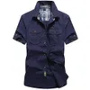 2023 Estate New Fi Cott camicie casual da uomo camicie larghe manica corta colletto rovesciato stile militare top maschili T1I6 #