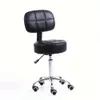 Black Round Rolling Stool Back PU Leather Height Adjustable Swivel Drafting Work SPA Salon Stools Chair with Wheels