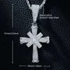 Baguette rotative coupée Bling AAAAA Cz Zircon cubique rappeur bijoux pendentif croix Hip Hop pour hommes