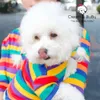 Cream Cloth Dog Clothes, Cat Clothes, Summer Thin Rainbow Pet Parent-child Clothing