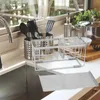 Kitchen Storage Sink Sponge Holder With Drain Tray Rag Container Shelf For Countertop Rags Scrubber Soap Dispenser Bathroom