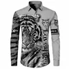 camicia a maniche Lg stampata tigre 3D Li Stampata Autunno Lg maniche uomo Abbigliamento da strada Outdoor Casual Fi Lg maniche Top S3HE #