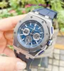 Iconic AP Wristwatch Royal Oak Offshore Series 26480TI Titanium Alloy Blue Dial Discontinued Mens Chronograph Fashion Casual Business Sports Watch