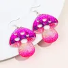 Boucles d'oreilles pendantes en acrylique champignon, couleur dégradée, pour femmes et filles, dessin animé drôle, creux, grande goutte, bijoux cadeaux de fête