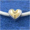 سحر 925 Sterling Sier Fit Bracelet Beads Charm 14k 18K Gold Color Heart Flowers Drop Drop Dropender Healters Healters Otouo
