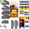 새로운 Ultra Thin 4 Chips Car Led Strobe Emergency Light Grill Breakdown SUV 트럭 오토바이를위한 자동 플래싱 업그레이드 12-24V Lightba