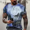 2024 Wolf T-shirt pour hommes imprimé animal à manches courtes Top 3D Casual Street T-shirt surdimensionné T-shirt hommes Vintage Clothing002