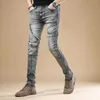 Mäns jeans 2023 Vår/sommar Ny herr mode trend retro fötter byxor herr casual smal passform bekväm hög kvalitet elastiska jeans j240328