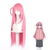 Produit tendance Pink Pink Cartoon d'anime japonais dessin Bocchi The Rock Cosplay Wig Hair pour de longs cheveux raides avec une déesse tresses