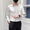 Varumärke Autumn Ribb Splicing Shirt For Men LG Sleeved Casual Shirts Fi Busin Social Formal Dr Shirts Men Clothing C4ek#