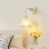 Wall Lamp Bedroom Bedside French Cream Wind Flower Light For Living Room Background Aisle Stairway Green Pink White