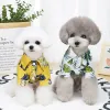 Camisas para cachorro de verão, blusa, tops, estampa de coqueiro havaiano, casaco para cachorro, roupa para cães, roupas, amarelo, branco e arenoso