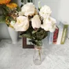 Konstgjord rosen Silk Vivid Hight Quality Bouquet Fake Flower Bridal Holding Flowers Home Wedding Decoration Flores S